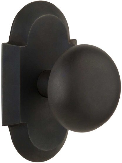 Arched Rosette Door Set with Classic Round Knobs in Oil-Rubbed Bronze.